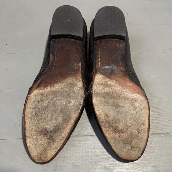 Ralph Lauren Womens Brown Crocodile Leather Loafers With Tassel Detail Size 10 - Picture 3 of 7